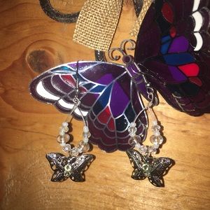 Butterfly earrings with crystal beaded accents